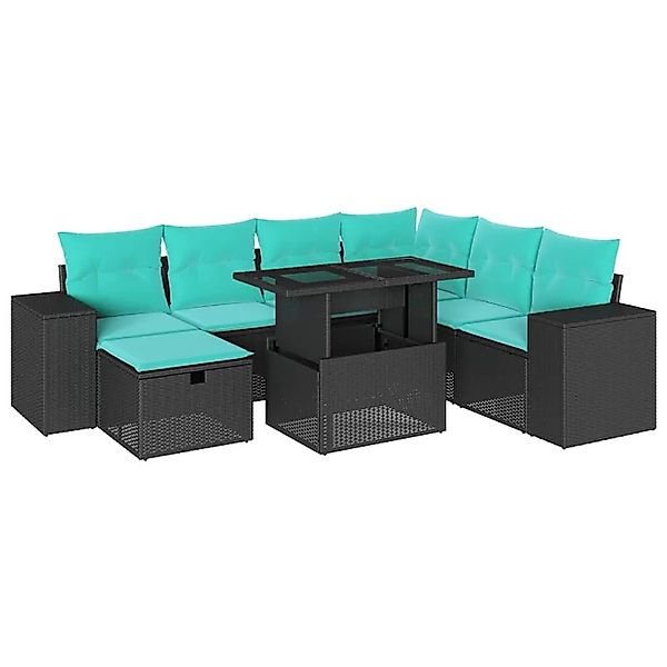vidaXL 8-Tlg Gartensofa-Set mit Kissen Schwarz Polyrattan 3275317 günstig online kaufen