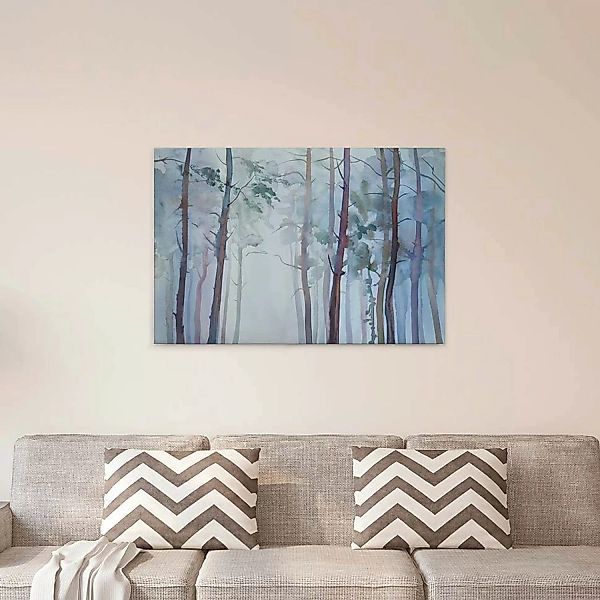 Bricoflor Aquarell Bild Mit Wald Motiv Schlafzimmer Und Wohnzimmer Wandbild günstig online kaufen