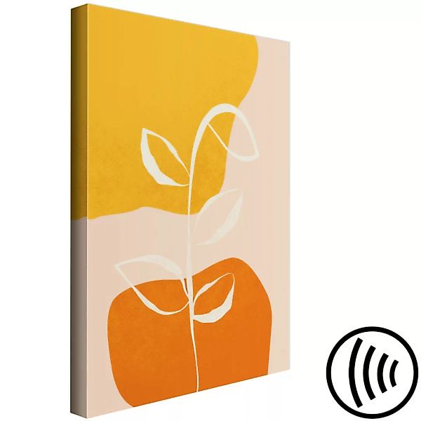Leinwandbild Weißer Zweig - abstraktes botanisches Motiv in Pastellfarben X günstig online kaufen