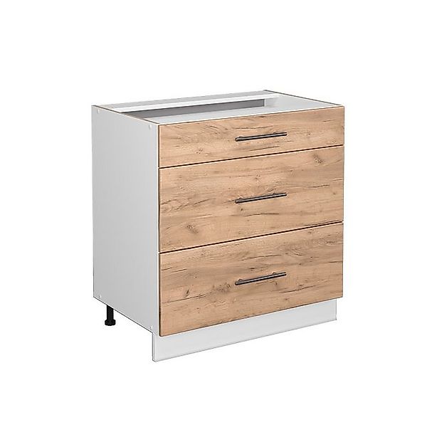Vicco Badschrank Fame-Line Goldkraft Eiche/Weiß 80 x 82 cm mit 3 Schubladen günstig online kaufen