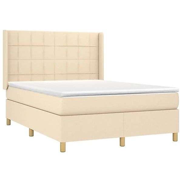 vidaXL Boxspringbett mit Matratze Creme 140x200 cm Stoff 3131998 günstig online kaufen