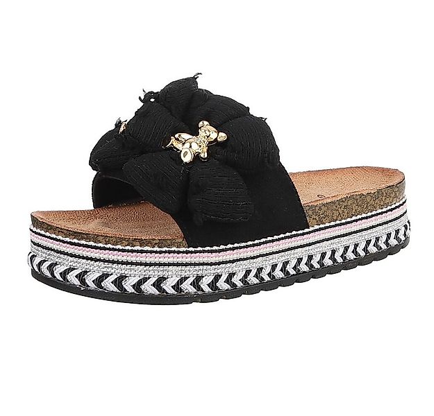 Ital-Design Stylische Damen-Sandalen mit Blumen und Korksohle Plateausandal günstig online kaufen