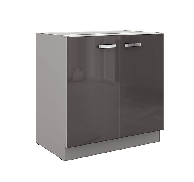 Küchen-Preisbombe Unterschrank 80 cm Küche Bianca Grey Grau Hochglanz Küche günstig online kaufen