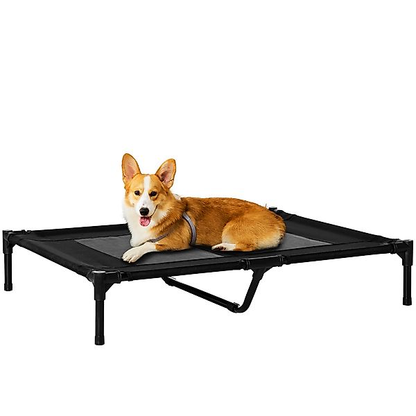 PawHut Hundeliege  Erhöhtes Outdoor Hundebett & Hundesofa, Oxford Schwarz, günstig online kaufen