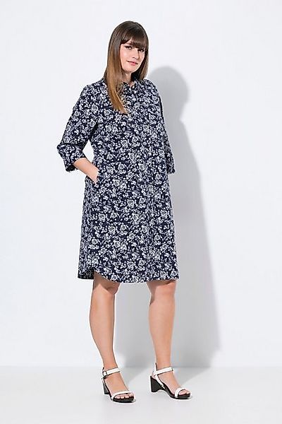 Ulla Popken Midikleid Hemdblusenkleid A-Linie Hemdkragen günstig online kaufen