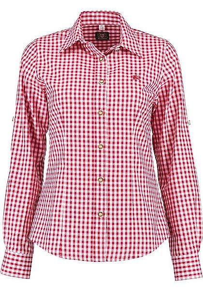 OS Trachten Trachtenbluse Qorru Taillierte Langarmbluse mit Hirsch-Stickere günstig online kaufen