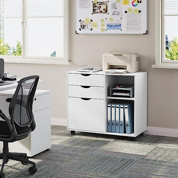 Woltu Rollcontainer, mobiler Aktenschrank Weiß, 80x69,5x39,5 günstig online kaufen