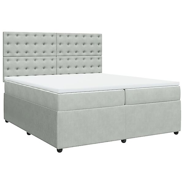 vidaXL Boxspringbett mit Matratze Hellgrau 200x200 cm Samt2102784 günstig online kaufen