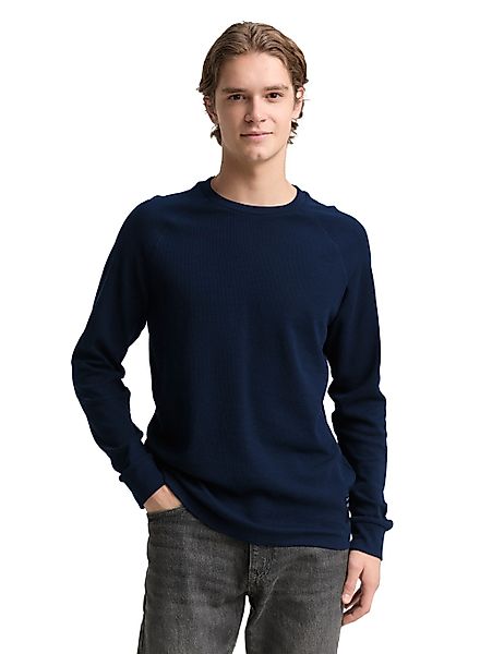 TOM TAILOR Denim Rundhalsshirt mit Logo Stickerei günstig online kaufen