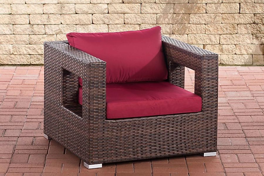 Polyrattan Garten Sessel Honolulu Rubinrot Braun-meliert günstig online kaufen