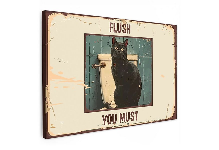 OneMillionCanvasses® Leinwandbild Katze - Vintage - Schwarz - Zitat - Flush günstig online kaufen