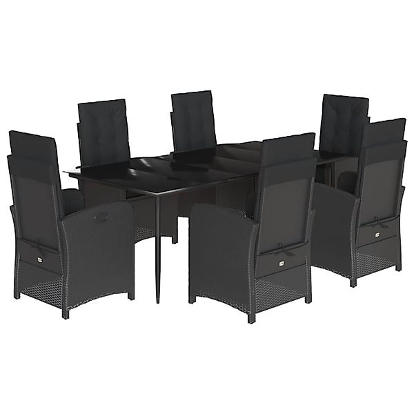 vidaXL 7-Tlg Garten-Essgruppe mit Kissen Schwarz Poly Rattan 3212317 günstig online kaufen