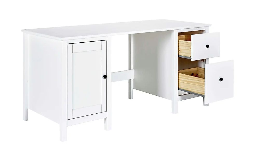 Schreibtisch aus Massivholz Landliv ¦ weiß ¦ Maße (cm): B: 155 H: 74 T: 65. günstig online kaufen
