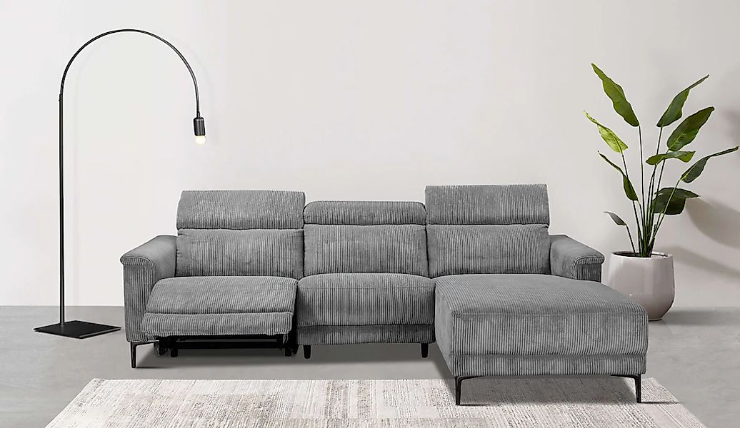 Home affaire Ecksofa "LUND Cord, L-Form, 261 cm, man. o. elektr. Relaxfunkt günstig online kaufen