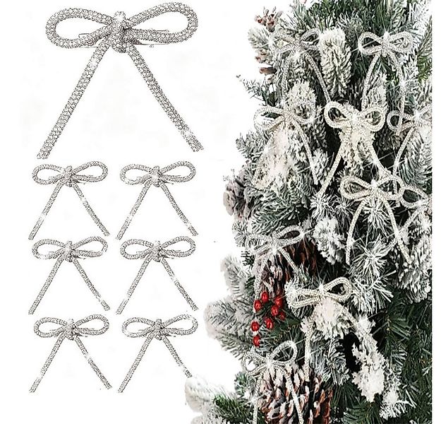 CLTYQ Christbaumschmuck Schleifen mit Strasssteinen und gold-champagnerfarb günstig online kaufen