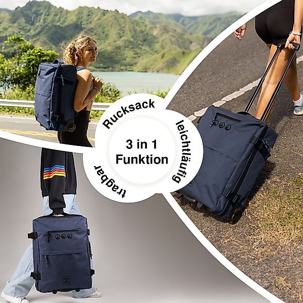 SONS OF ALOHA Koffer Backpacker Rucksack mit Rollen 3 in 1 Handgepäck  55 c günstig online kaufen