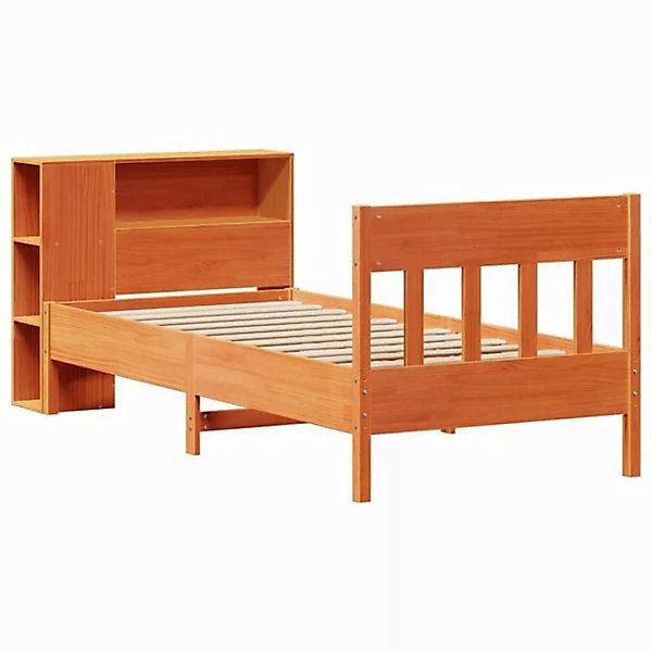 vidaXL Bett Massivholzbett mit Regal ohne Matratze Wachsbraun 75x190 cm günstig online kaufen