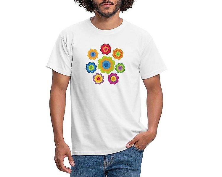 Spreadshirt T-Shirt 70er Jahre Hippie Flower Power Kostüm Blumen Outfit Män günstig online kaufen