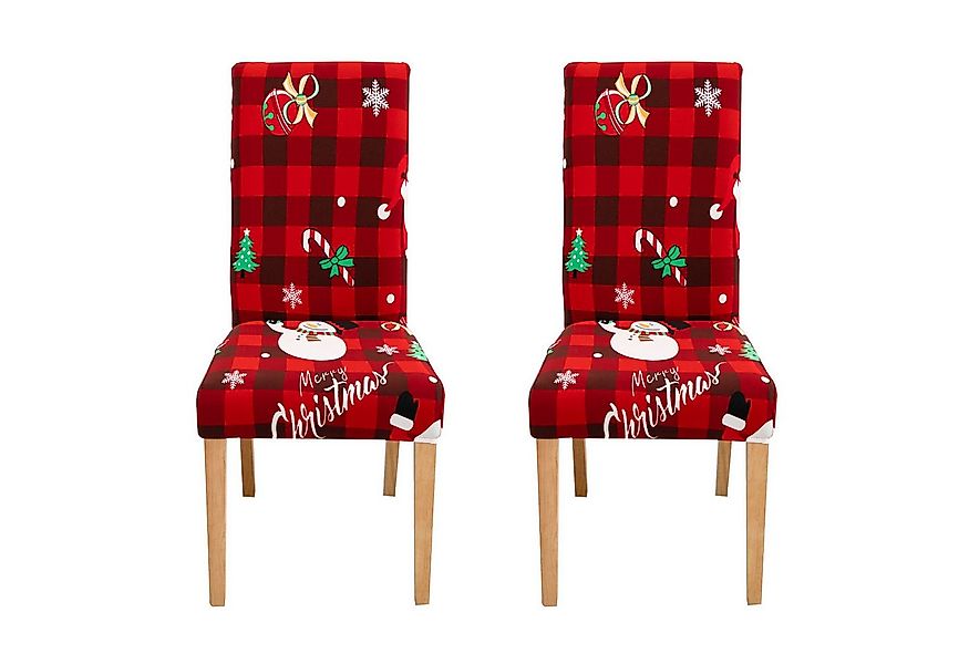 Qelus Stuhlhusse Stretch Stuhlhusse Weihnachtsmann Druck Stuhlhussen 2/4er günstig online kaufen
