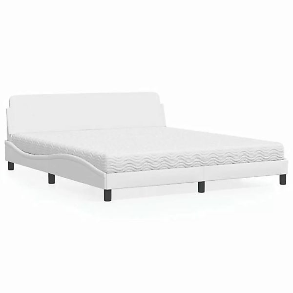 vidaXL Bett Bett mit Matratze Weiß 180x200 cm Kunstleder günstig online kaufen