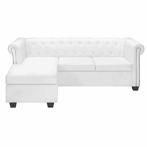 Chesterfield Sofa In L-form Kunstleder Weiß günstig online kaufen