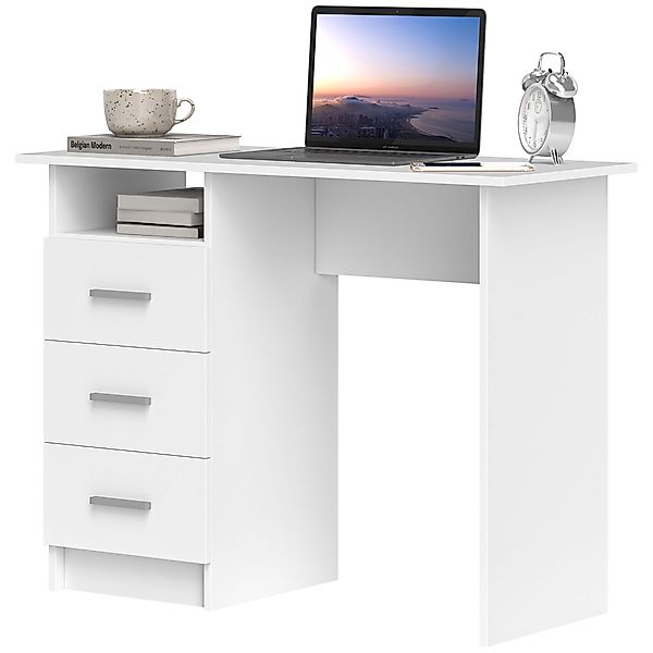 HOMCOM Schreibtisch mit 3 Schubladen und offenem Regal, Holzschreibtisch fü günstig online kaufen