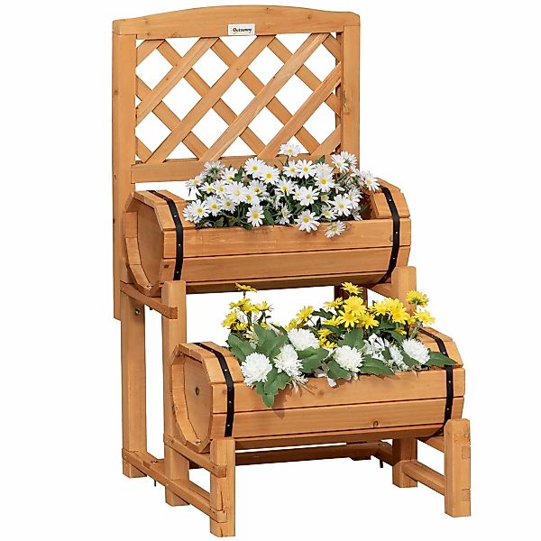 Outsunny Hochbeet Holz Blumenkasten mit Rankhilfe 45 x 45 x 80 cm rustikale günstig online kaufen