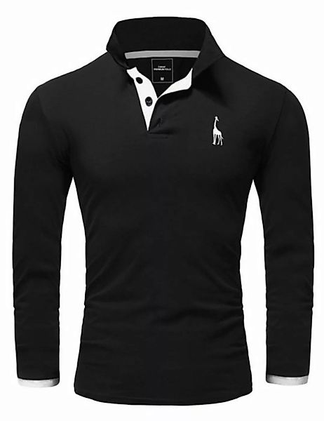 REPUBLIX Poloshirt AIDEN Herren Basic Langarm Kontrast Polo Hemd günstig online kaufen