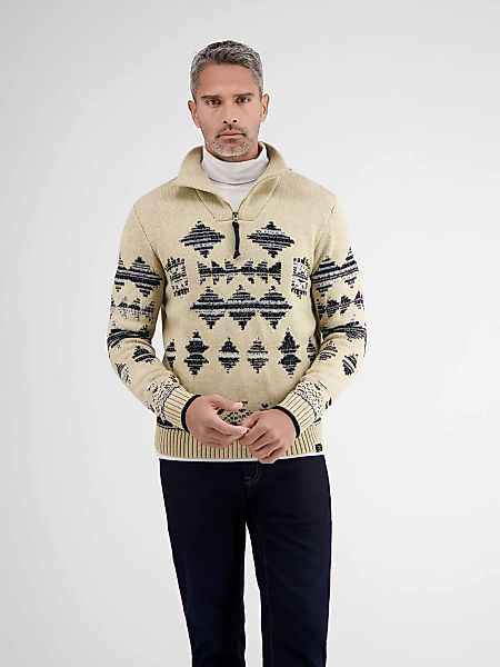 LERROS Strickpullover "LERROS Jaquardpullover mit Troyerkragen" günstig online kaufen