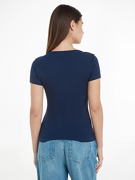 Tommy Jeans T-Shirt "TJW SLIM ESSENTIAL RIB V SS", mit Logostickerei günstig online kaufen