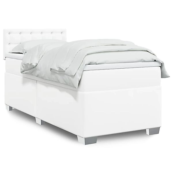vidaXL Boxspringbett mit Matratze Weiß 100x200 cm Kunstleder 3288409 günstig online kaufen