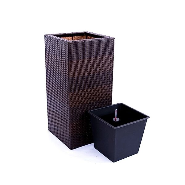 Elegant Einrichten Pflanzkübel Polyrattan Säule 40x40x84cm Coffee-Braun günstig online kaufen