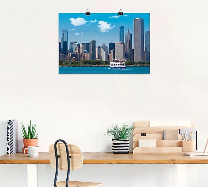 Artland Poster »Chicago Skyline«, Amerika, (1 St.), als Alubild, Leinwandbi günstig online kaufen