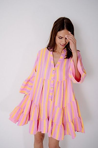 von Herzen Sommerkleid kurzes Musselinkleid - mit bunten Streifen - 3/4 Ärm günstig online kaufen