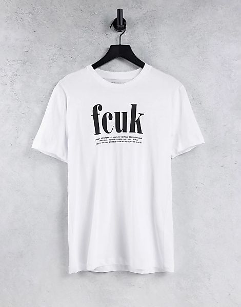 French Connection FCUK – T-Shirt mit Logo in Weiß günstig online kaufen