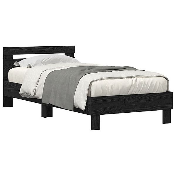 vidaXL Bett Bettgestell mit LED-Leuchten Schwarz Eiche 75x190 cm (1-tlg) günstig online kaufen