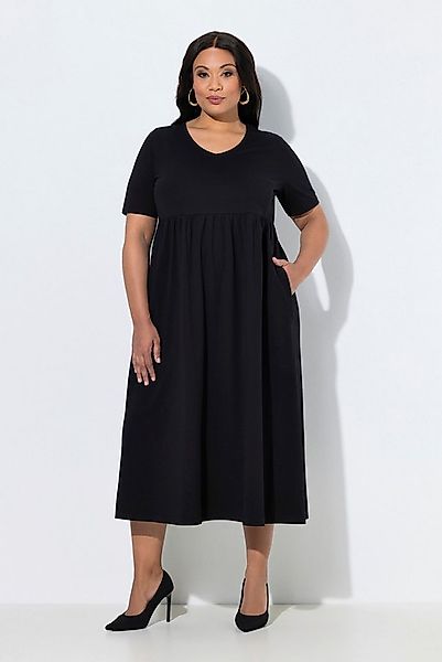 Ulla Popken Maxikleid Maxikleid A-Linie Jersey V-Ausschnitt Halbarm günstig online kaufen