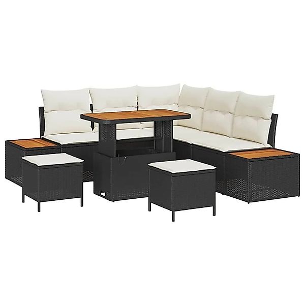 vidaXL Gartensofa-Set mit Kissen 8 Stk Schwarz Poly Rattan 3364865 günstig online kaufen