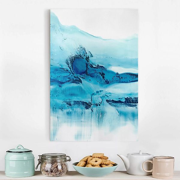 Leinwandbild Abstrakt - Hochformat Blaue Strömung II günstig online kaufen