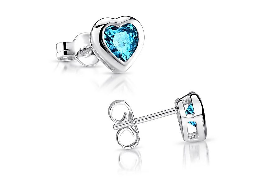 Materia Paar Ohrstecker Herz Zirkonia Türkis SO-11, aus 925 Sterling Silber günstig online kaufen