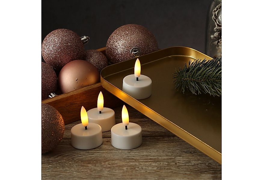 Adilina LED-Kerze LED Teelichter mit Batterien Timer flackernd D: 3,8cm wei günstig online kaufen