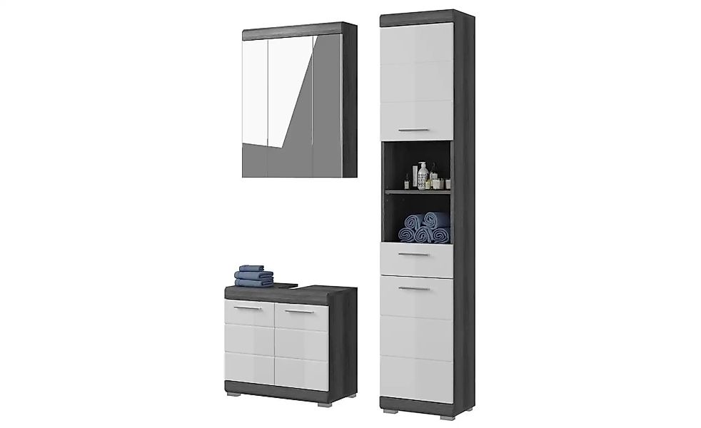 Badmöbel-Set SCHLOONSEE  3 teilig  bestehend aus: Hochschrank  Waschbeckenu günstig online kaufen