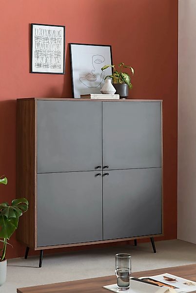 SalesFever Highboard, Stauraumschrank in moderner Farbkombination von Walnu günstig online kaufen