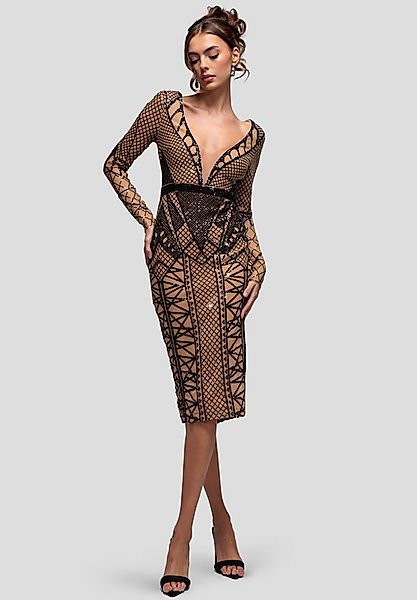 Goddiva Midikleid Geometric Sequin Plunge Midi Knielanges Kleid, Pailetten, günstig online kaufen