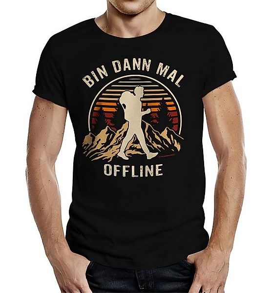 RAHMENLOS® T-Shirt für Wanderer und Bergsteiger - Bin dann mal offline günstig online kaufen