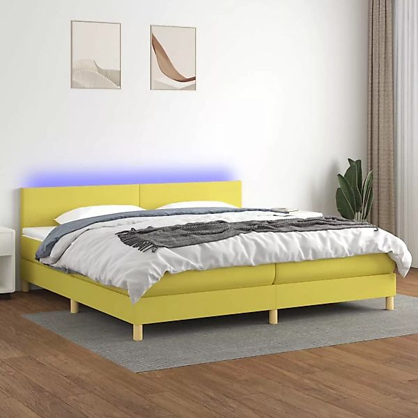 Vidaxl Boxspringbett Mit Matratze & Led Grün 200x200 Cm Stoff günstig online kaufen