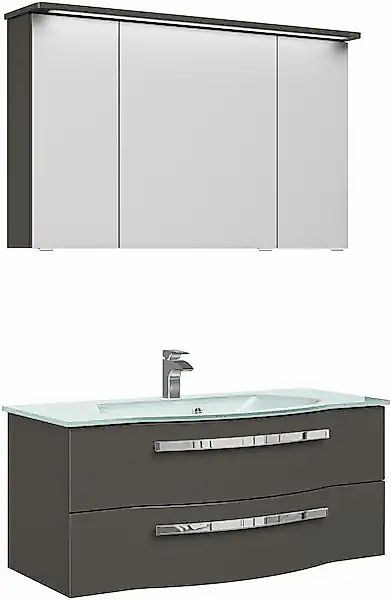 Saphir Badmöbel-Set »Serie 4005, vormontiert, Glaswaschbecken, Spiegelschra günstig online kaufen
