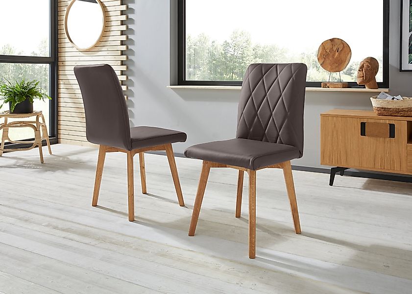 Home affaire Esszimmerstuhl "Brest" (Set) 2 Stk.Gestell aus Eiche Massivhol günstig online kaufen