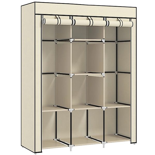 HOMCOM Stoffschrank Stahl Vliesstoff 125L x 43B x 162,5H cm Cremeweiß günstig online kaufen