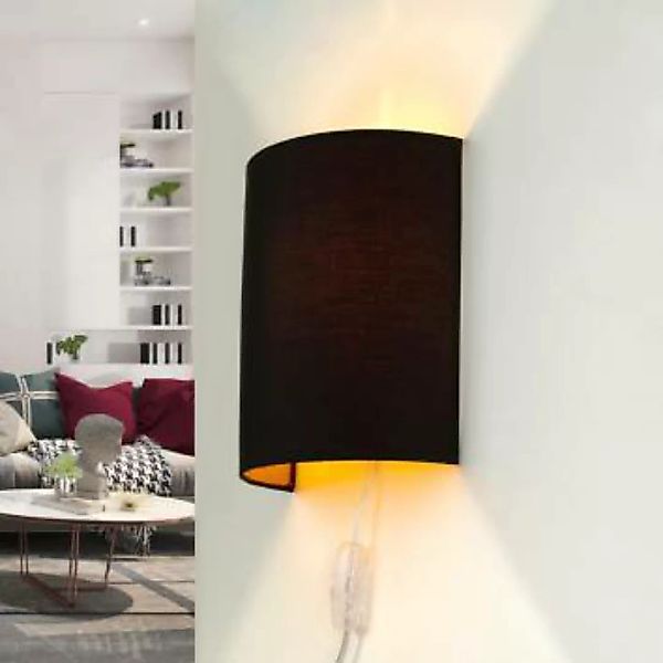 Stoff Wandlampe mit Kabel Schalter Schwarz ALICE günstig online kaufen